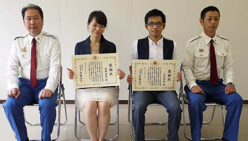 Mr. Richi Miyake (right on photo) and Ms. Hiromi Takano (ICU church member), who saved a man’s life