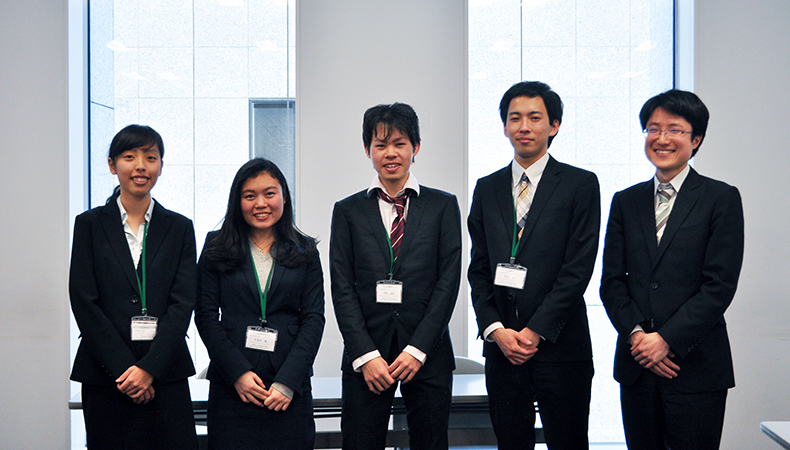 From Left: Ms. Yamazaki, Ms. Nakakita, Mr. Narushima, Mr. Arakane and Assistant Professor Matsuda.