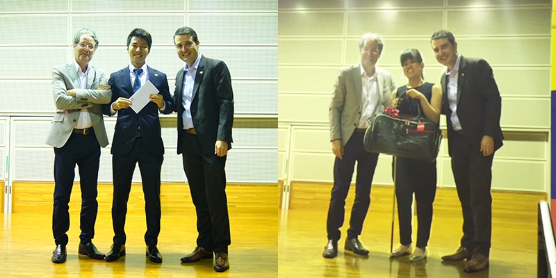 岩山凌也さん(写真左・中央)と大下歩さん(写真右・中央)