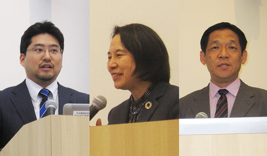 左から:秋山肇さん(ICU)、滝澤美佐子教授(桜美林大学)、野島大輔先生(関西学院千里国際中等部・高等部)